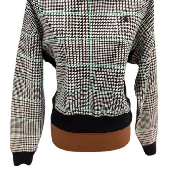 Champion Black and White Crew Neck Sweater with Plaid Design - Picture 3 of 9